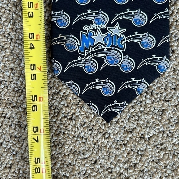 Ralph Marlin Orlando Magic Mens Neck Tie Black Logo All Over Silk 57” - Picture 8 of 9